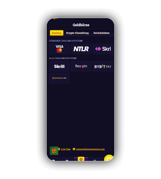 Emperia Casino Geldboerse mit Skrill, Neteller und weiteren E-Wallet-Optionen