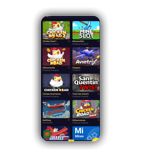 Emperia Casino Sammlung mit Sofortspielen wie Chicken Road, Aviatrix und Mines fuer schnelle Spielrunden